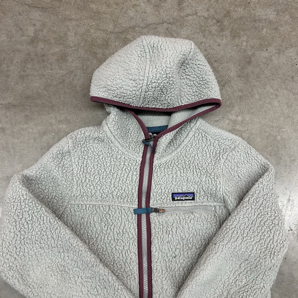 Patagonia Retro Pile‎ Fleece Hoodie Grey Full Zip Womens Small - Picture 4 of 11